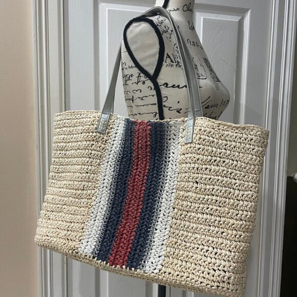 CROCHET STRAW TOTE BAG Boho chic INC AESTHETIC SUMMER BEACHY - Picture 13 of 13